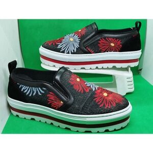MSGM Women High Flat Platform Sneakers Floral Slip On Shoes Italy Size 10